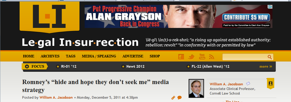 Legal Insurrection Alan Grayson banner ad