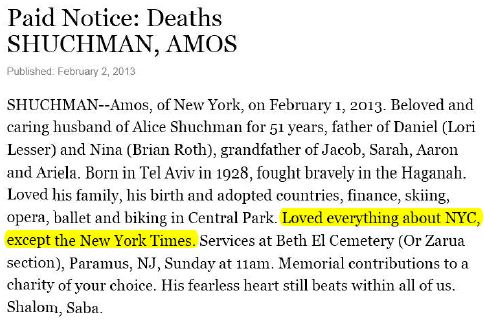 Amos Shuchman obit NY Times