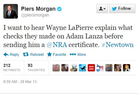 Twitter - @piersmorgan - Lanza NRA