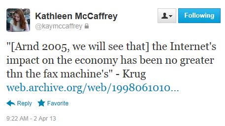 Twitter - @kaymccaffrey - Krugman 1998