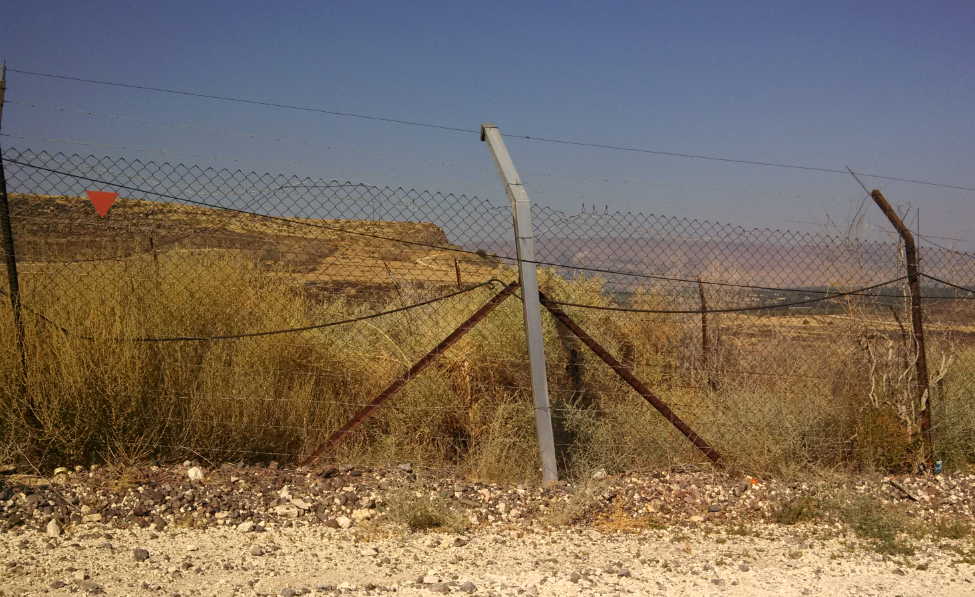 (Highway 98, Israel, climbing Golan Heights - Jordan Border Fence)