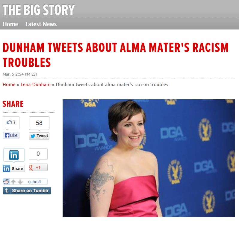 Lena Dunham AP Racism Oberlin