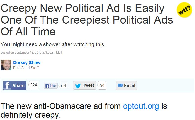 Creepy Obamacare Ad - BuzzFeed Headline