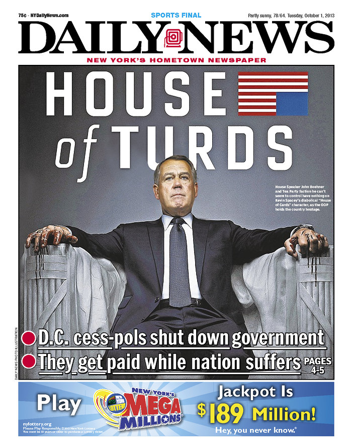 NY Daily News Cover House of Turds