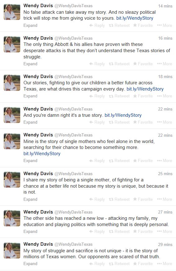 Wendy Davis Twitter Stream Jan 21 2014