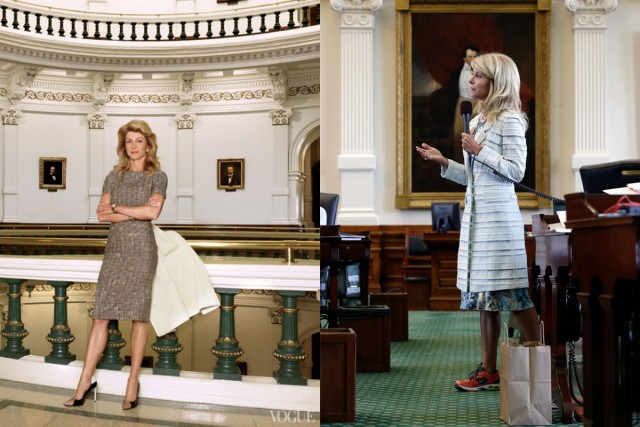 source: http://nymag.com/thecut/2013/08/wendy-davis-wore-high-heels-in-vogue.html