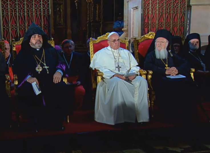 Pope Francis church of holy sepulchre seated