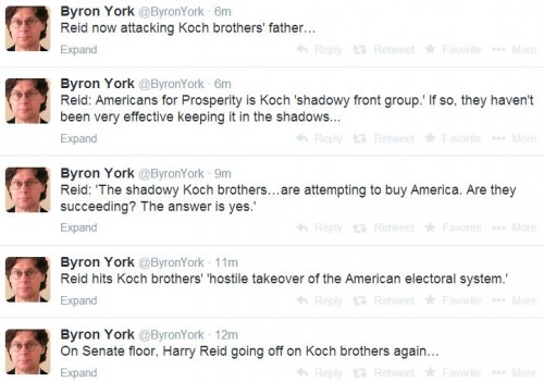 Twitter - @ByronYork - Harry Reid Attacking Koch father