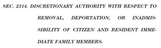 Gang of 8 Immigration Bill Section 3214 Discretion of Secretary Title