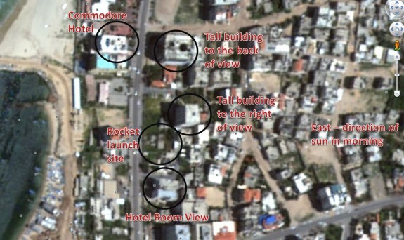 Location of Hamas rocket launch captured by NDTV via Israelly Cool