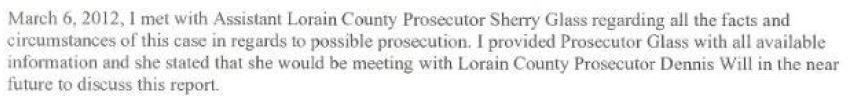 Oberlin Police Report excerpt March 6 meeting prosecutor