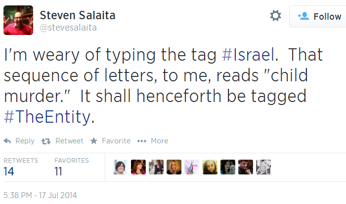 Twitter - @stevesalaita - Israel the entity