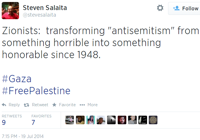 Twitter _ stevesalaita_ Zionists_ transforming into something honorable