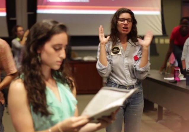 [Megan Marzec ordering arrest of Pro Israel student Rebecca Sebo Ohio University)credit: Kaitlin Owens video)]