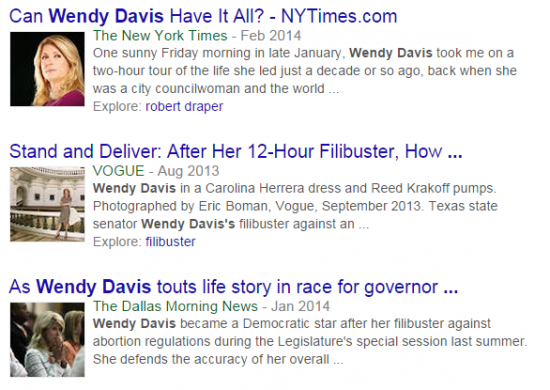 Wendy Davis positive headlines