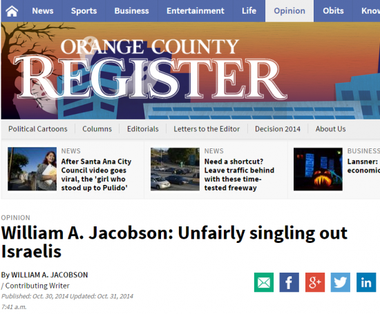 OC Register Unfairly Singling Out Israelis