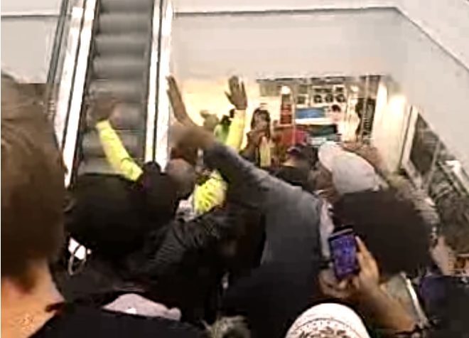 South County Mall Ferguson Protest Bassem Masri Video Sears Escalator