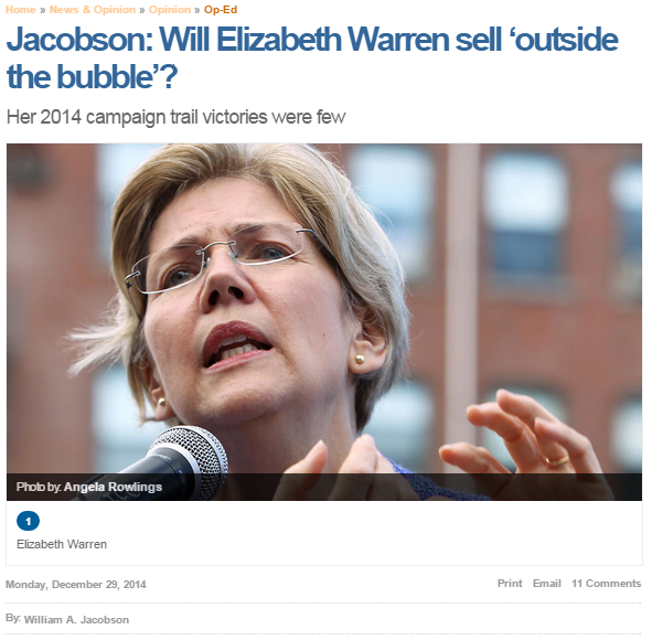 Boston Herald Will Elizabeth Warren Sell Outside the Bubble