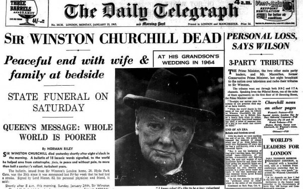 Winston Churchill Death Daily Telegraph