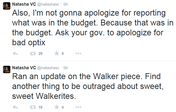 Twitter NatashaVC Scott Walker Sexual Assault Reporting Refuse to Apologize