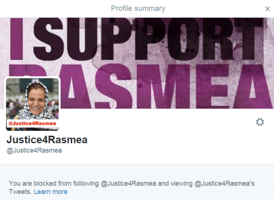 Justice for Rasmea block Twitter