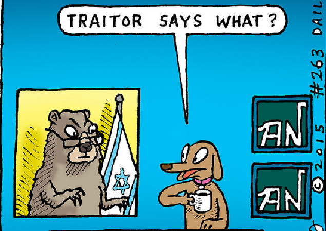 Daily Kos Cartoon Schumer Traitor Israeli Flag cropped