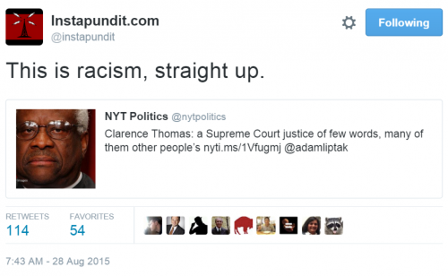 Instapundit Twitter Clarence Thomas NY Times Racism Straight Up