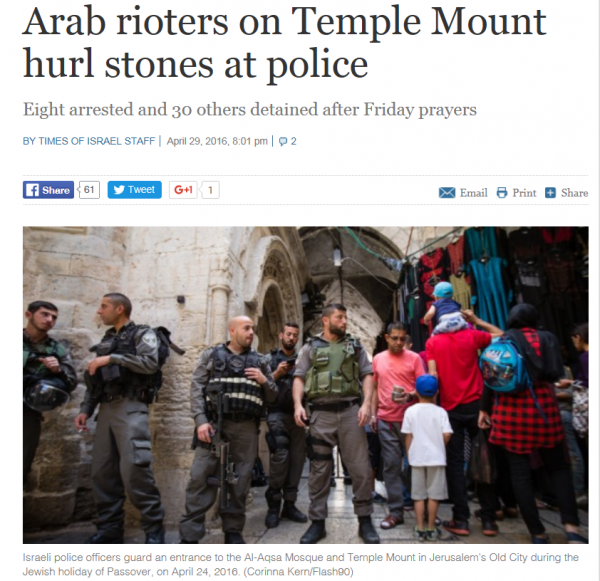 Arab rioters hurl stones at police, Temple Mount