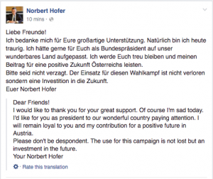 Hofer Admist Defeat in Austria